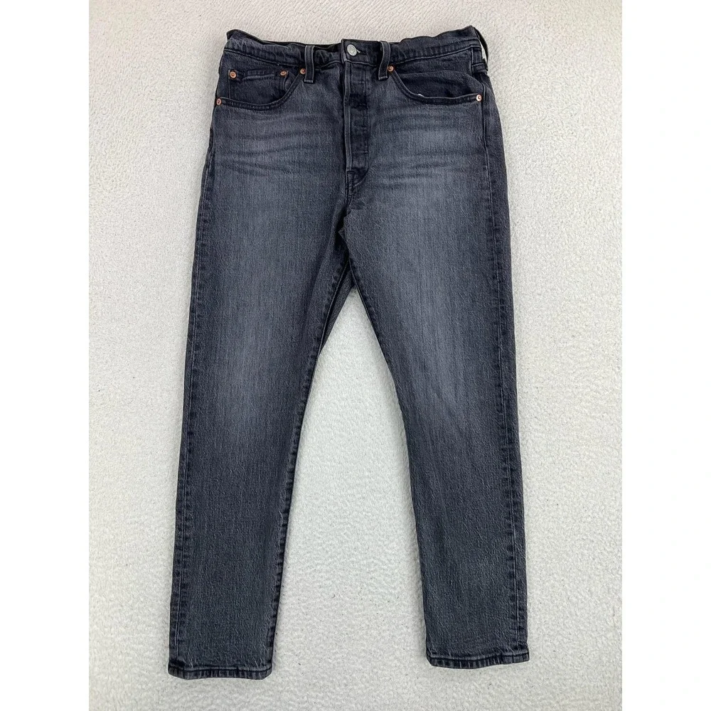 Levis 501 S Skinny Jeans Mens 30x28 Gray Slim Stretch Denim Charcoal Wash
